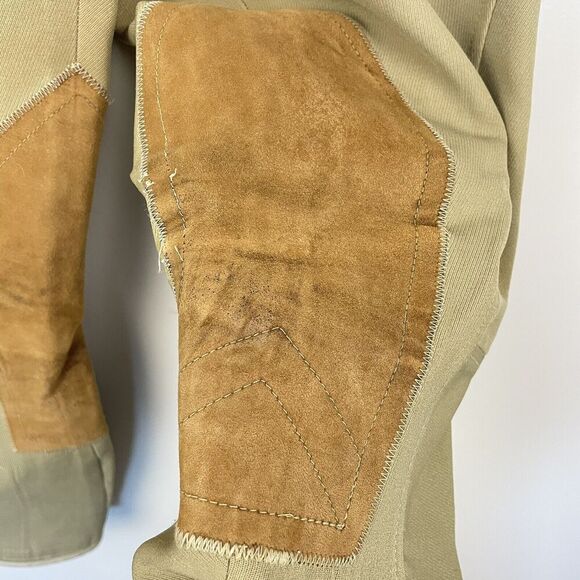 Tailored Sportsman Equestrian Riding Breeches Size 30 Khaki Side Zip Knee Patch - Picture 7 of 13